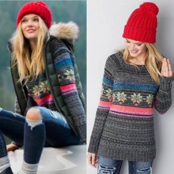 American Eagle Outfitters Sweaters - American Eagle Mohair Wool Fair Isle Sweater Knit Boho Womens Size‎ Small Y2K